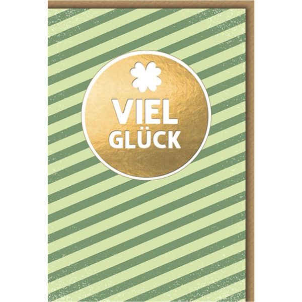 Geburtstag Glückwunschkarte mit Umschlag Liebe Grüße auf grün gestr. Grund