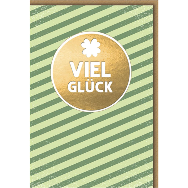Geburtstag Glückwunschkarte mit Umschlag Liebe Grüße auf grün gestr. Grund