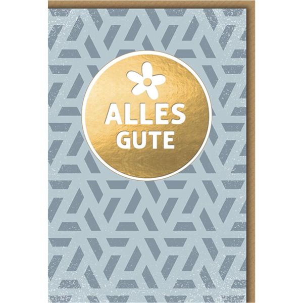 Geburtstag Glückwunschkarte mit Umschlag Liebe Grüße auf blau gemustert Grund
