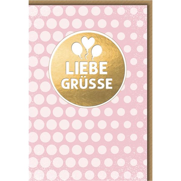 Geburtstag Glückwunschkarte mit Umschlag Liebe Grüße auf rosa gepunktetem Grün