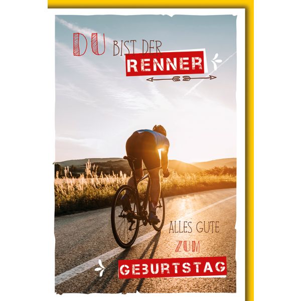 Geburtstag La Vida Glückwunschkarte mit Umschlag Radfahrer im Sonnenuntergang