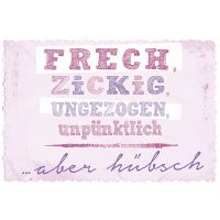 Postkarte True Words Glückwunschkarte -"frech,...