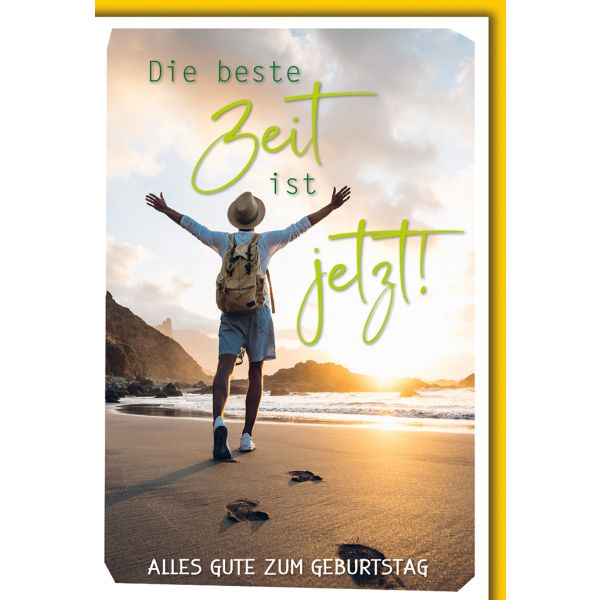 Geburtstag glücksmomente Glückwunschkarte mit Umschlag Spaziergang am Strand