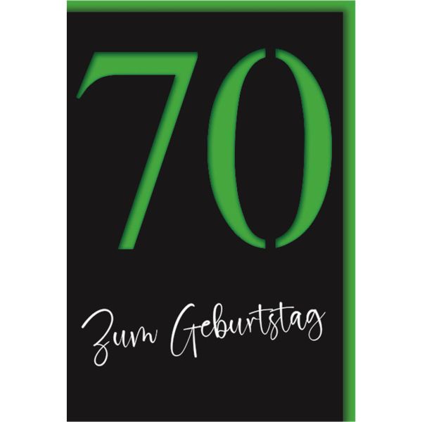 70. Geburtstag Glückwunschkarte mit Umschlag 70 neon grün