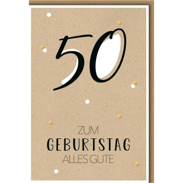 50. Geburtstag bee yourself Glückwunschkarte mit Umschlag Schwarze 50 auf beige