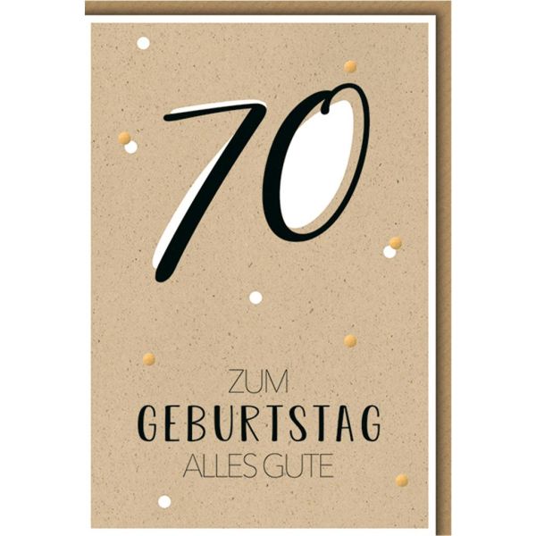 A 70. Geburtstag bee yourself Glückwunschkarte mit Umschlag Schwarze 70 auf beige