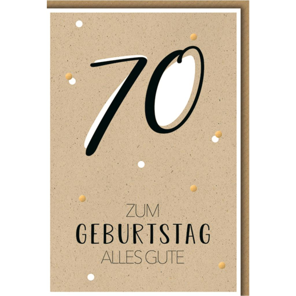 A 70. Geburtstag bee yourself Glückwunschkarte mit Umschlag Schwarze 70 auf beige