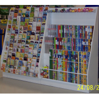 Geschenkpapiertruhe - Holzmöbel - weiß - 125 x 165 x 53 cm (BxHxT) - Verkaufsständer für Röllchen - Warenträger - leer - unbestückt - Gesamt-UVP: 999,00