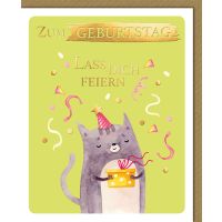 Geburtstag Glückwunschkarte mit Umschlag Katze Lass...