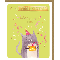Geburtstag Glückwunschkarte mit Umschlag Katze Lass...