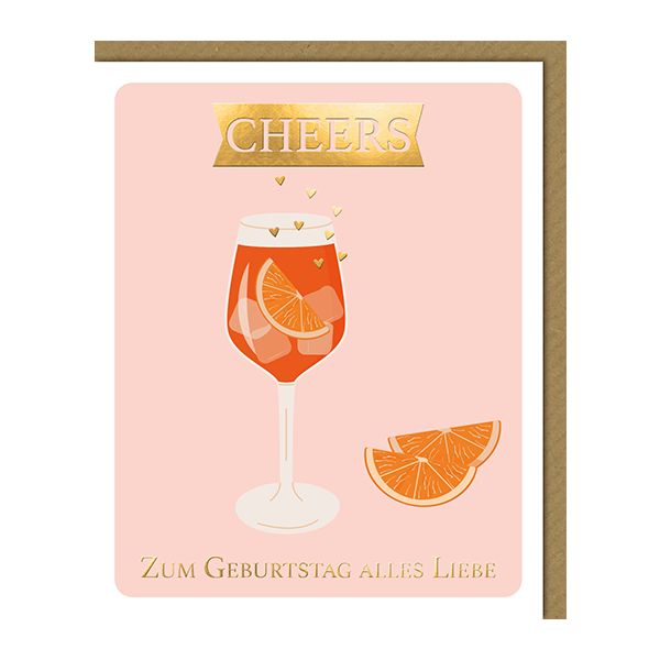Geburtstag Glückwunschkarte mit Umschlag Longdrink CHEERS Alles Liebe