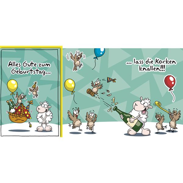 Geburtstag Glückwunschkarte mit Umschlag Schaf und Vogel