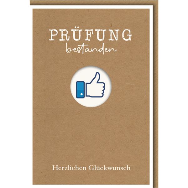 Prüfung bestanden Glückwunschkarte mit Umschlag Daumen hoch Herzlichen Glückwunsch