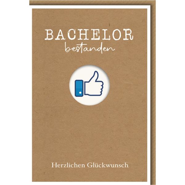 Bachelor bestanden Glückwunschkarte mit Umschlag Daumen hoch Herzlichen Glückwunsch