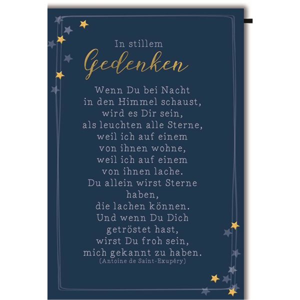 A Trauer Beileid Kondolenzkarte mit Umschlag In stillem Gedenken, wenn du bei Nacht