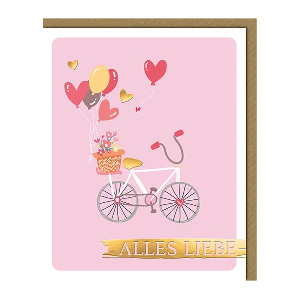 A Hochzeitskarten Snapshot Glückwunschkarte mit Umschlag Alles Liebe Fahrrad mit Ballons