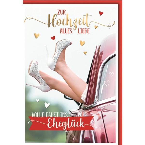 Hochzeit  - La Vida - Glückwunschkarte im Format 11,5 x 17 cm mit Umschlag - Frau mit Hochzeitsschuhen - Verlag Dominique