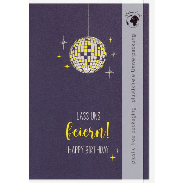 Geburtstag Good Vibes unverpackte Glückwunschkarte mit Umschlag Disco Feiern Happy Birthday