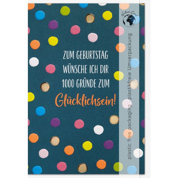Geburtstag Good Vibes unverpackte Glückwunschkarte mit Umschlag Bunte Tupfen Glücklich sein
