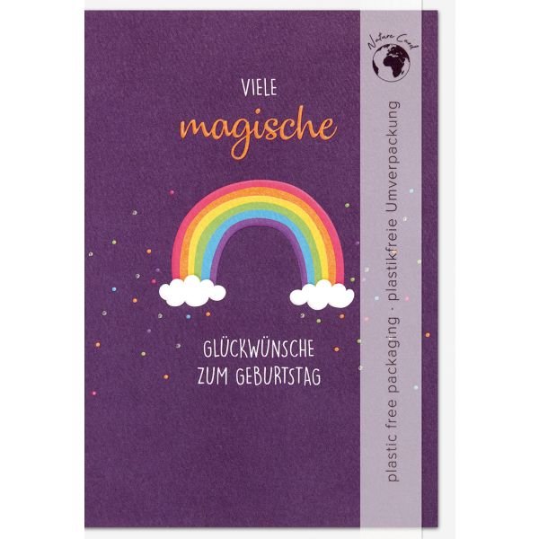 Geburtstag Good Vibes unverpackte Glückwunschkarte mit Umschlag Regenbogen Magische Glückwünsche