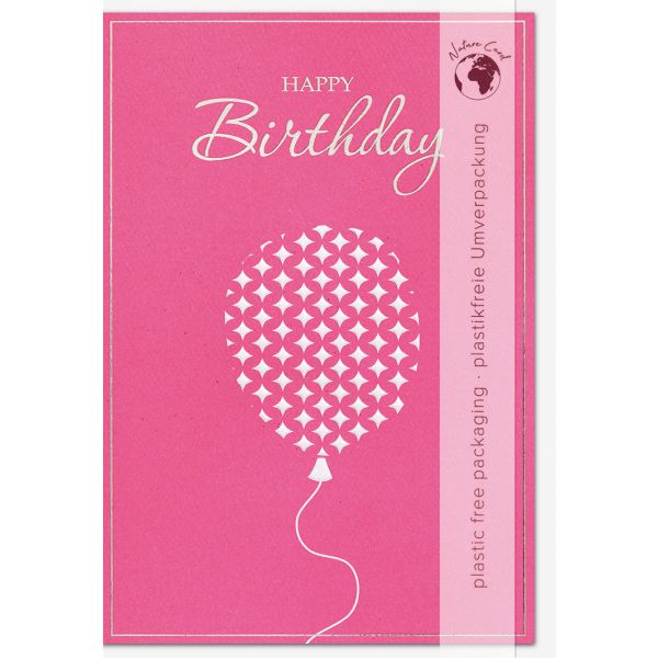 Geburtstag Good Vibes unverpackte Glückwunschkarte mit Umschlag Pink Luftballon Happy Birthday