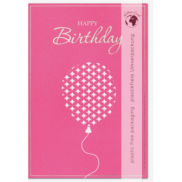 Geburtstag Good Vibes unverpackte Glückwunschkarte mit Umschlag Pink Luftballon Happy Birthday