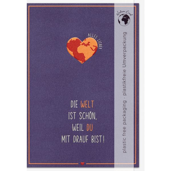Allgemeine Wünsche Good Vibes unverpackte Glückwunschkarte mit Umschlag Spruch Welt Alles Liebe