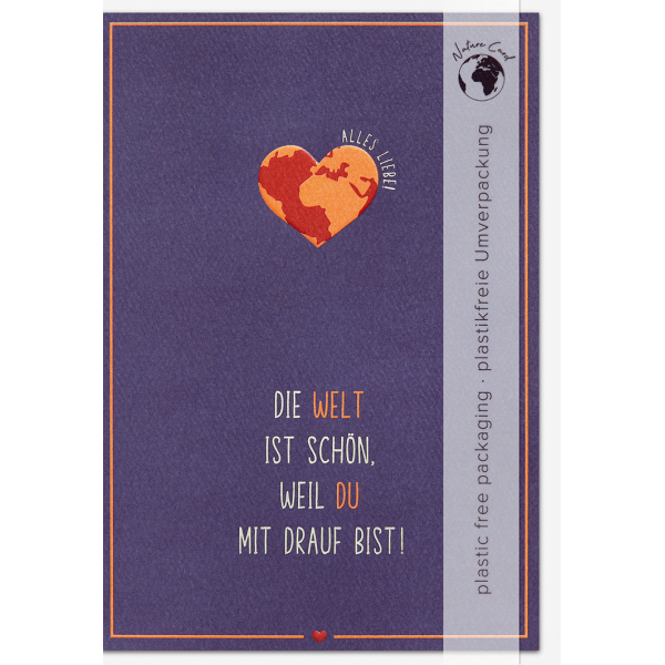 Allgemeine Wünsche Good Vibes unverpackte Glückwunschkarte mit Umschlag Spruch Welt Alles Liebe