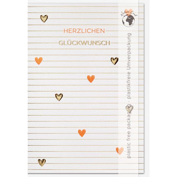 Allgemeine Wünsche Good Vibes unverpackte Glückwunschkarte mit Umschlag Herzen Herzlichen Glückwunsch