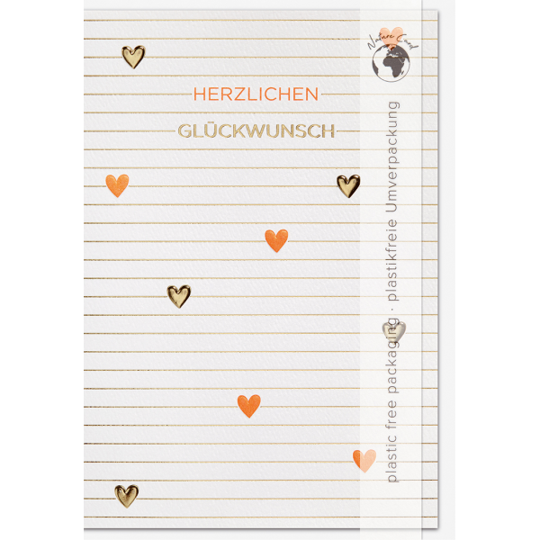 Allgemeine Wünsche Good Vibes unverpackte Glückwunschkarte mit Umschlag Herzen Herzlichen Glückwunsch