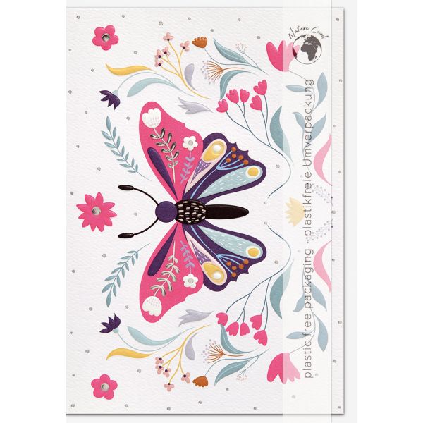 Ohne Text Blanco Good Vibes unverpackte Glückwunschkarte mit Umschlag Schmetterling Blumen