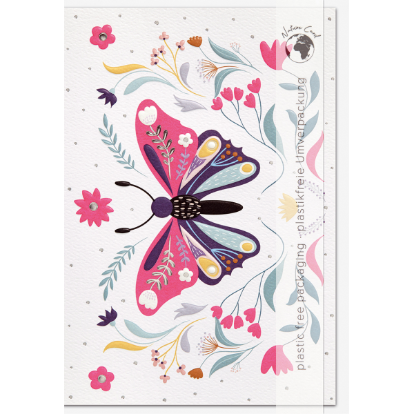 Ohne Text Blanco Good Vibes unverpackte Glückwunschkarte mit Umschlag Schmetterling Blumen