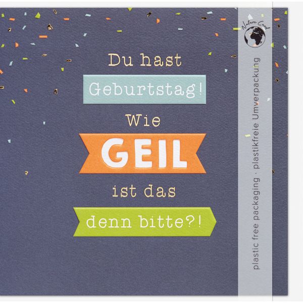 Geburtstag Good Vibes quadratische Glückwunschkarte mit Umschlag Geil Geburtstag