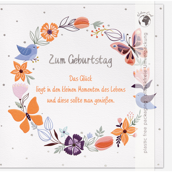 Geburtstag Good Vibes Quadratische unverpackte Glückwunschkarte mit Umschlag Kleine Momente genießen Geburtstag