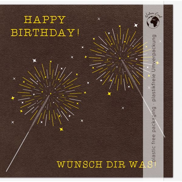 Geburtstag Good Vibes Quadratische unverpackte Glückwunschkarte mit Umschlag Wünsch Dir was Happy Birthday