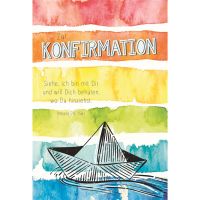 Konfirmation Papierschiff auf Wasser bunte Streifen...
