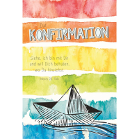 Konfirmation Papierschiff auf Wasser bunte Streifen...