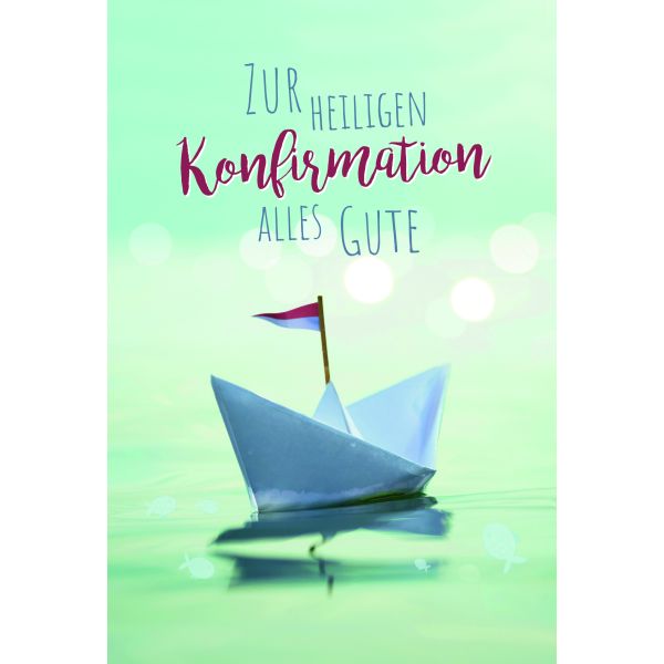 Konfirmation Glückwunschkarte mit Umschlag Papierschiffchen