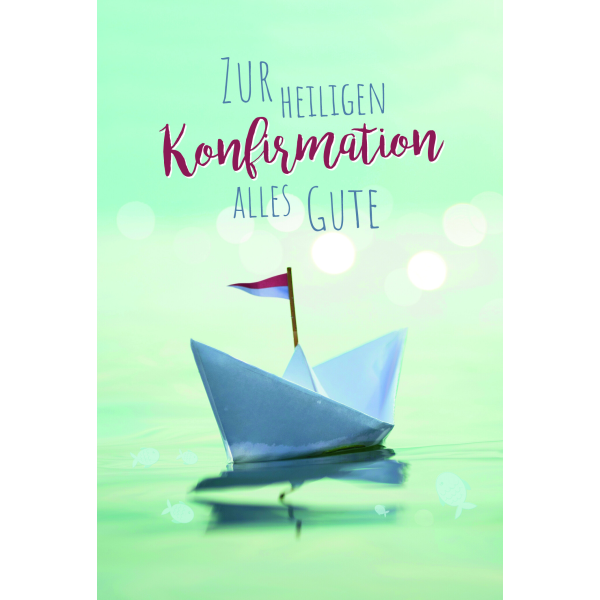 Konfirmation Glückwunschkarte mit Umschlag Papierschiffchen