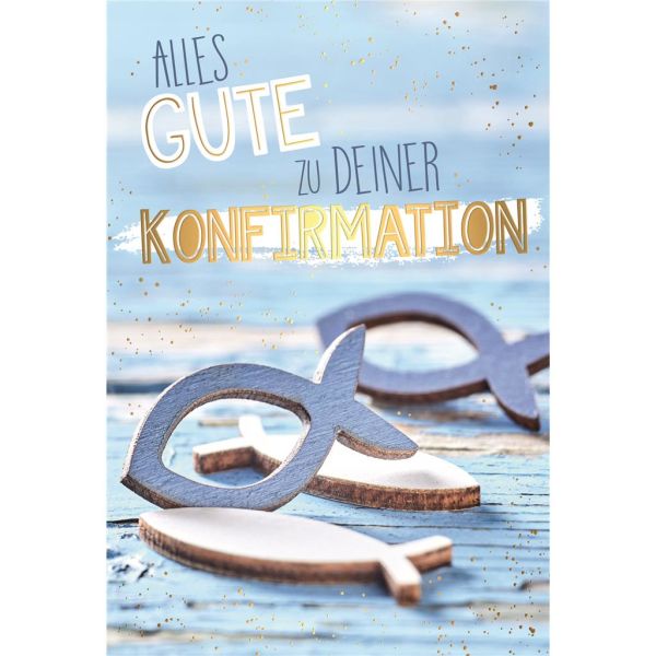 Konfirmation Glückwunschkarte mit Umschlag Fische