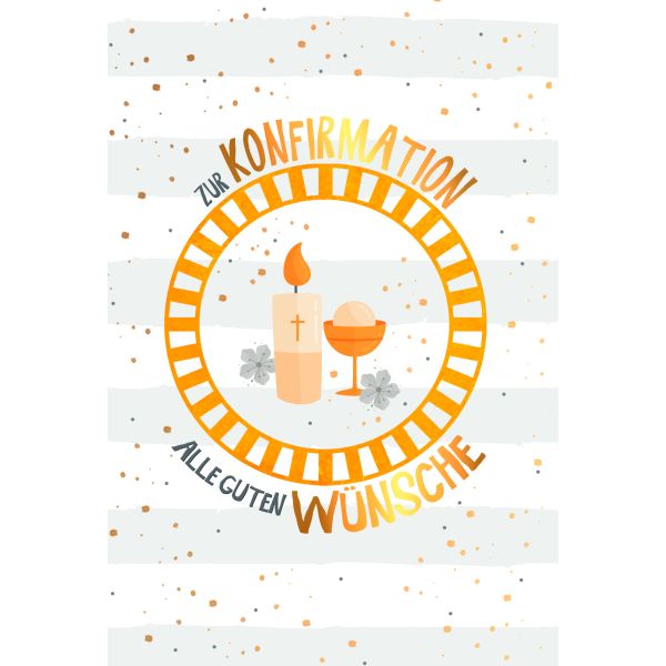 Konfirmation Glückwunschkarte mit Umschlag Brennende Kerze, Kelch