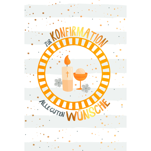 Konfirmation Glückwunschkarte mit Umschlag Brennende Kerze, Kelch