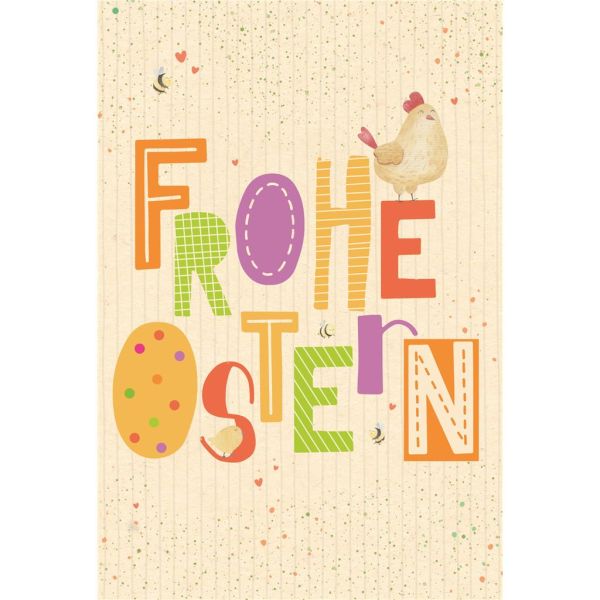 Ostern Zuckerrohrpapier Glückwunschkarte mit Umschlag Frohe Ostern, Hahn