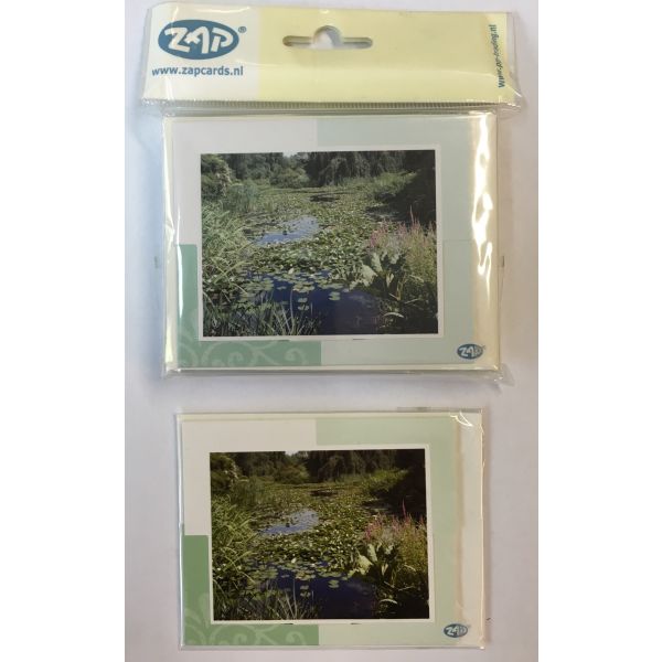Ohne Text - Minikarte – 9 x 7,8 cm – mit Briefumschlag – See mit Seerosen