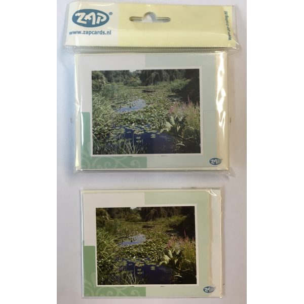 Ohne Text - Minikarte – 9 x 7,8 cm – mit Briefumschlag – See mit Seerosen