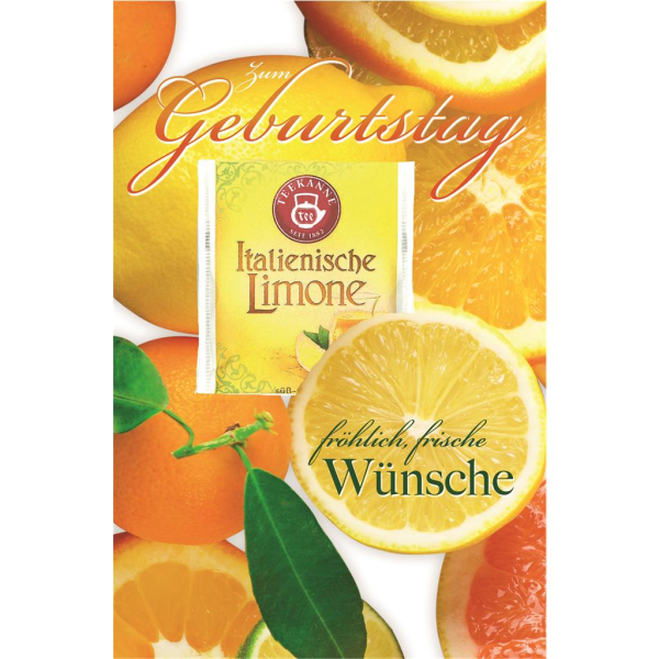 Geburtstag Glückwunschkarte mit Umschlag Teebeutel Italienische Limone