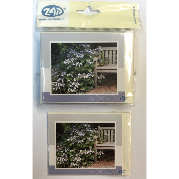 Ohne Text - Minikarte – 9 x 7,8 cm – mit Briefumschlag – Gartenbank