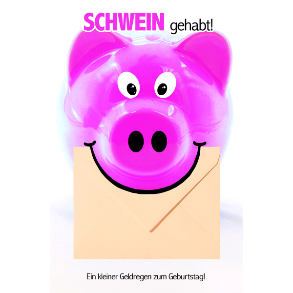 Geburtstag Geldkarte Glückwunschkarte mit Umschlag Schwein gehabt!