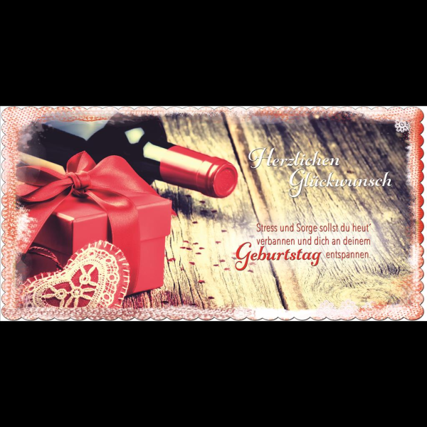 Geburtstagskarte Glückwunschkarte mit Umschlag Rotwein Geschenk Herzlichen Glückwunsch