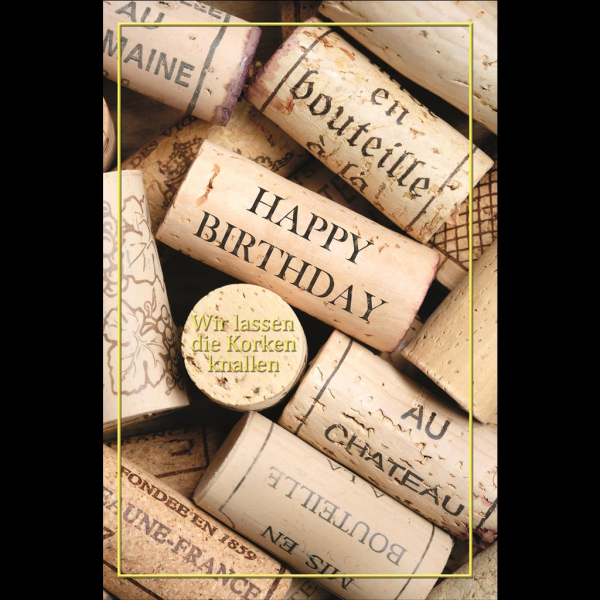 Geburtstag Glückwunschkarte mit Umschlag Weinkorken